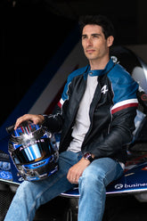 Alpine A424 Men's Navy Blue Leather Jacket